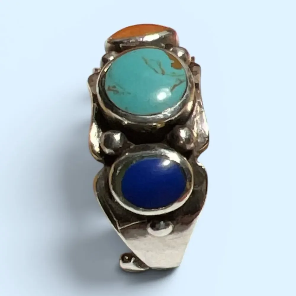 Vintage Sterling Silver 925 Southwestern Multi-Stone Ring Size 6.25 w/Turquoise